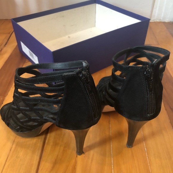 Stuart Weitzman Array Nubuc Black Platform Sandals Size 6.5 - Picture 6 of 7